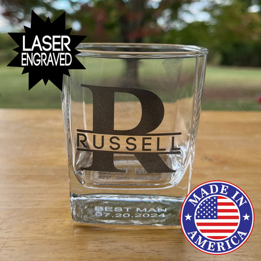 10.5 oz Personalized Square Whiskey Glass