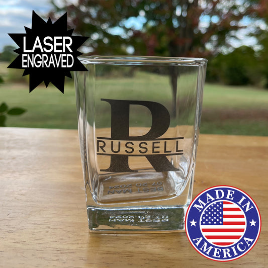 12 oz Personalized Square Whiskey Glass